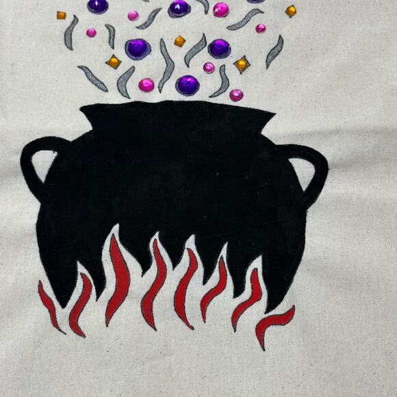 Magic Cauldron Hand Painted Halloween Trick or Treat Bag - Picture 2 of 7